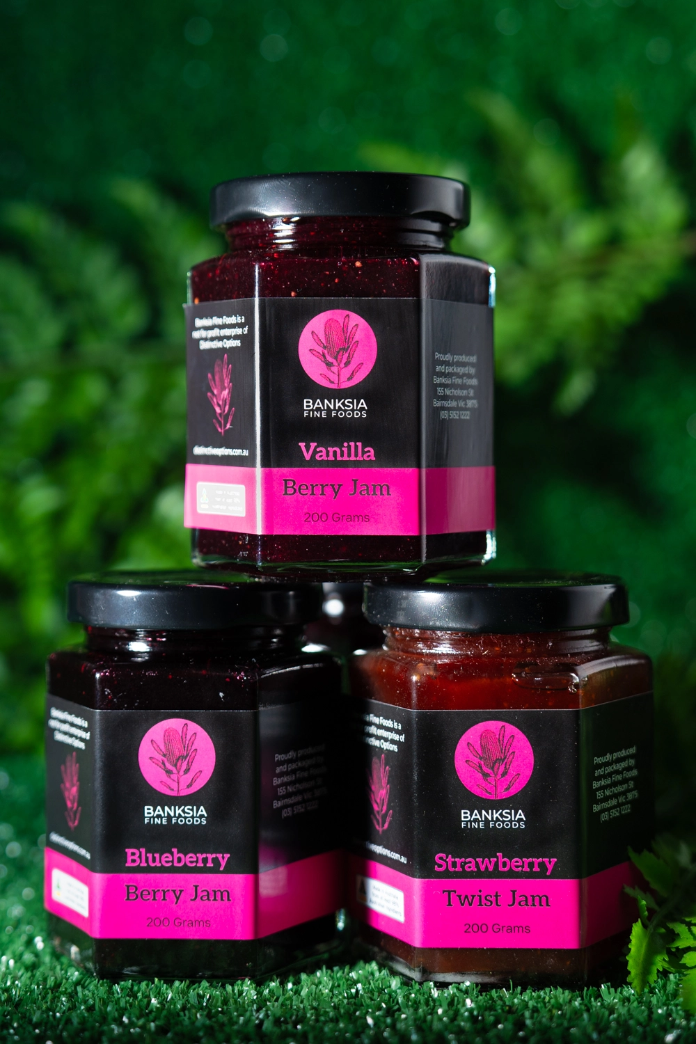 3 different types of jam made by Banksia Fine Foods at NDIS registered disability support Distinctive Options