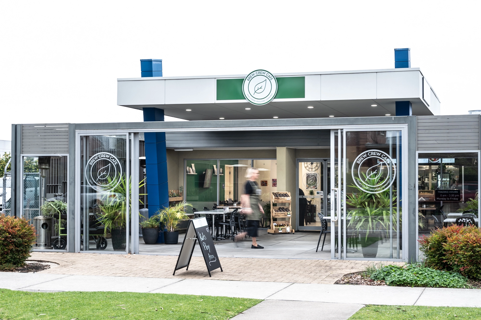 Front of Brew Crew Cafe at NDIS registered disability support Distinctive Options