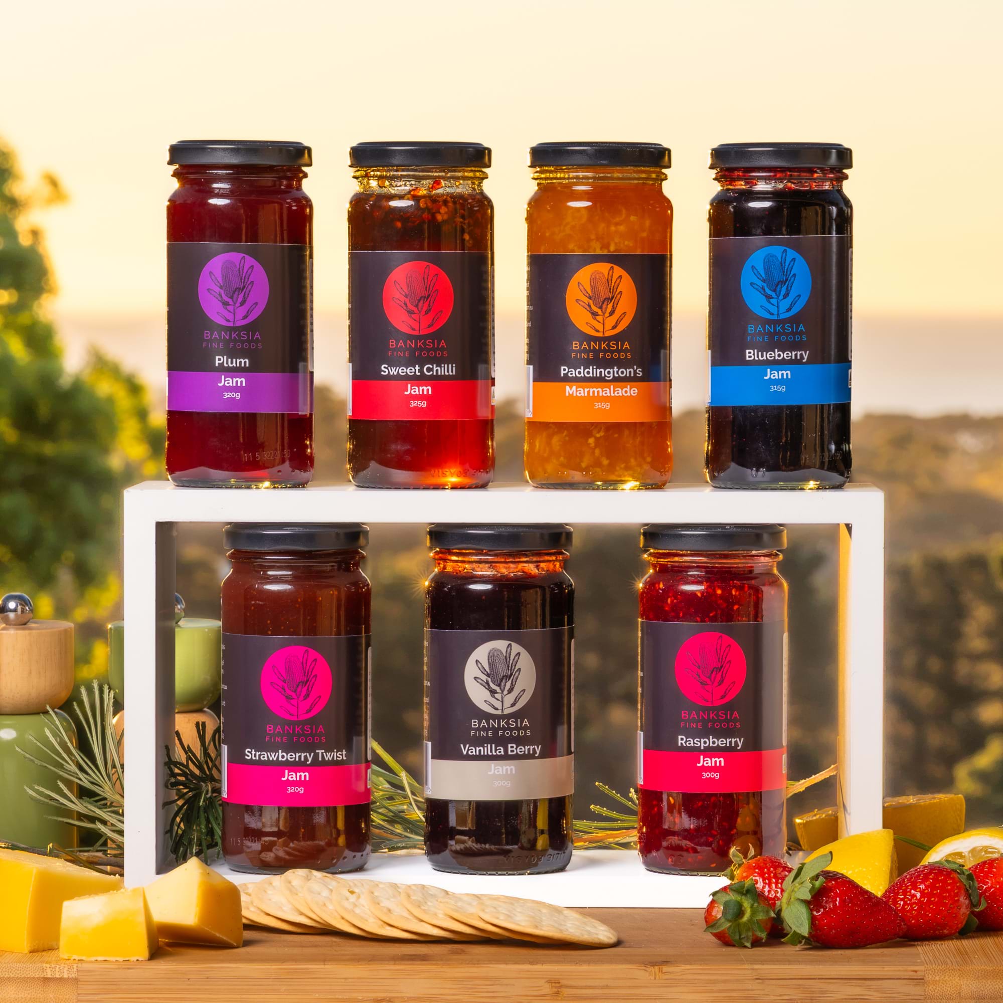 7 different types of jam made by Banksia Fine Foods at NDIS registered disability support Distinctive Options